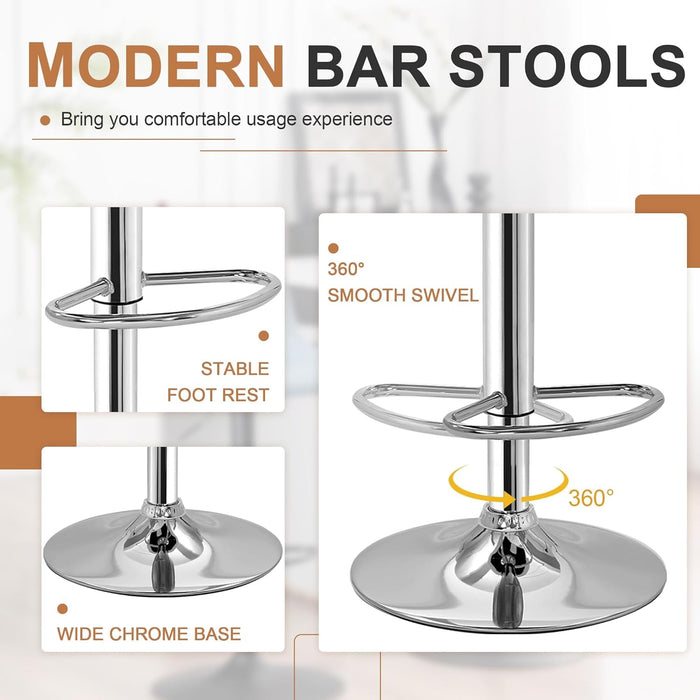 Bar Stools Set of 4, Adjustable Bar Stools with Back, Bar Height Stools for Kitchen Counter