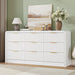 Fluted 9 Drawers Dresser, 63'' Wide Modern Chest of Drawers with round Edge & Metal Handle, Wood Drawer Organizer for Bedroom, Living Room, White