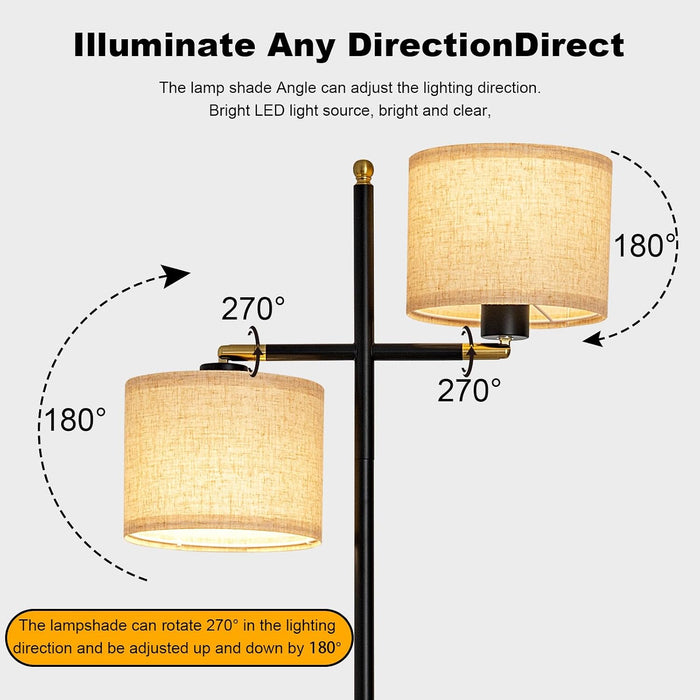 Black Floor Lamp for Living Room with Rotatable Shade,Foot Switch