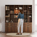 73'' Fluted Bookshelf with Doors and 2 Drawers, Black Walnut