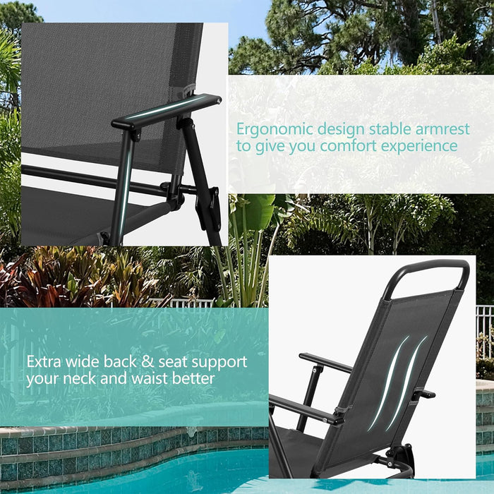 6 Piece Folding Patio Dining Set,Small Metal Outdoor Garden Patio Table and Chair Set W/Umbrella for Lawn,Deck,Backyard,Black