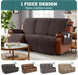 Waterproof Recliner Sofa Cover 1-Piece Couch Covers for Reclining Couches Reclining Sofa Cover Washable Furniture Protector with Elastic Straps Pocket for Kids, Pets (Chocolate, 3 Seater)
