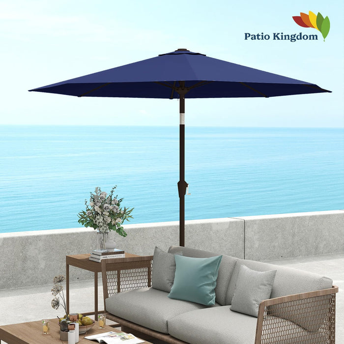9FT Patio Umbrella with Fiberglass Ribs, Outdoor Market Table Umbrella with Crank and Tilt, UV Resistant Waterproof Canopy for Patio, Garden, Deck, Pool, Navy Blue