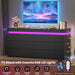 12 Drawer Dresser with LED Light, Black Modern Chest of Drawers for Bedroom,Long Dresser with Drawers for Living Room, Entryway, Hallway
