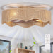 22" Boho Flush Mount Caged Ceiling Fans with Lights, Rustic Rattan Low Profile Ceiling Fans with Lights and Remote, Bladeless Fandelier Ceiling Fan with Light for Kitchen, Bedroom - ETL