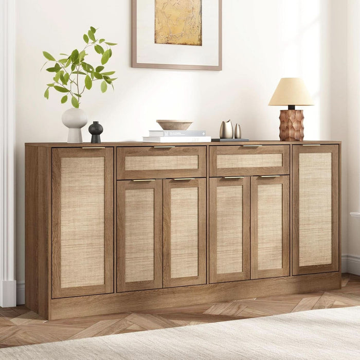 70.1"W Rattan Sideboard Buffet Cabinet, Large Storage Cabinets