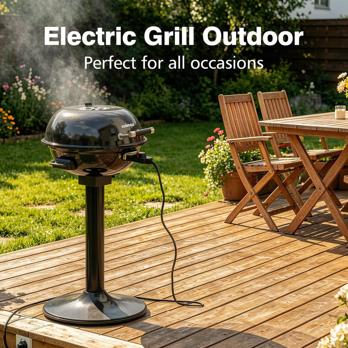 Electric Grill Outdoor,  Electric BBQ Grill, 1600W Portable BBQ with Lid for Cookouts, BBQ Gatherings, Small Spaces, Adjustable Heat, Removable Stand Grill, Oil Collector
