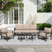 Aluminum Patio Furniture Set with round Coffee Tables, 5-Seat Outdoor Sectional Furniture W/5.1" Cushions, Patio Conversation Set for Porch, Backyard, Poolside-Sand