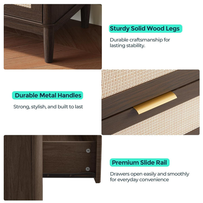 Walnut Dresser 46-Inch Five-Drawer Modern Storage Cabinet