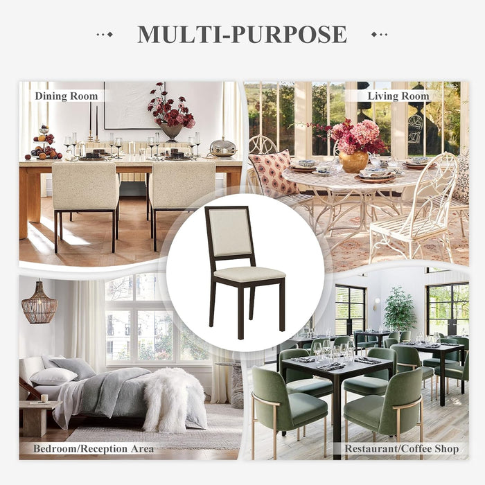 Upholstered Kitchen Dining Chairs Set of 4, Wood Dining Chairs with Back, 19 Inch Fabric Farmhouse Dining Room Side Chairs with Wooden Legs for Kitchen Dining Living Room Courtyard, Brown