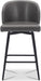 Counter Height Bar Stools Set of 3, 360° Swivel Upholstered Barstools with Backs and Metal Legs, 26" H Seat Height, Faux Leather in Grey