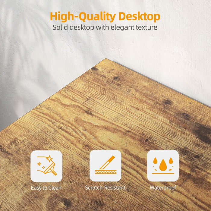 L Shaped Computer Desk with Power Outlets, 47 Inch Small Corner Desk with Reversible Shelves, Gaming Desk Computer Table Study Writing Desk for Home Office Small Space, Rustic Brown