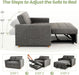 Sleeper Sofa Bed, 3-In-1 Convertible Sofa Chair, Linen Fabric Pull Out Couch Bed, Loveseat Sleeper with Spring Support, Adjustable Backrest, 2 Seater Recliner Chair for Small Space, Dark Grey