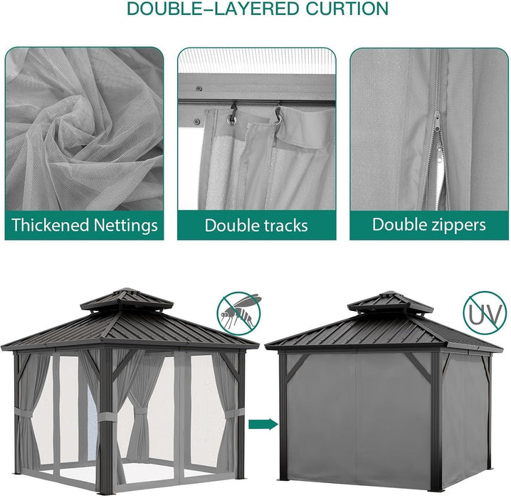10x10 Ft HeavyDuty Weatherproof Gazebo AllSeason Backyard