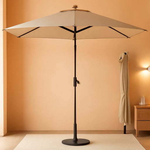 6.5X10 Ft Rectangular Patio Umbrellas Rectangle Outdoor Umbrella with Push Button Tilt and Crank, Market Table Umbrella 6 Sturdy Ribs UV Protection for Poolside Garden Backyard Deck, Beige