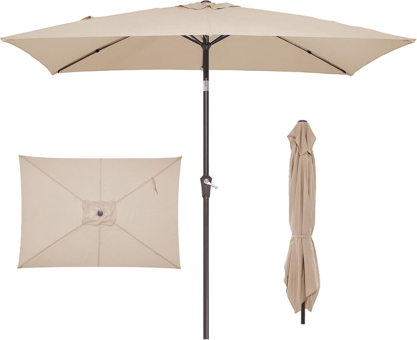6.5 X 10 Ft Rectangular Patio Umbrella W/Crank, Beige