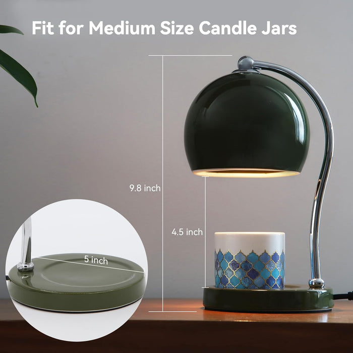 Ceramic Candle Warmer Lamp with Timer Dimmer Fit for Candle Jars, Modern Design with 2 Bulbs, House Warming Gifts, New Home Decor, Mother'S Day, Birthday Gifts (Green)