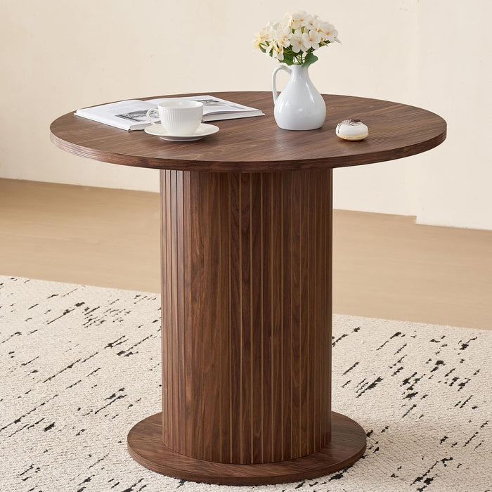 35.5" round Dining Table for 2 4, Brown