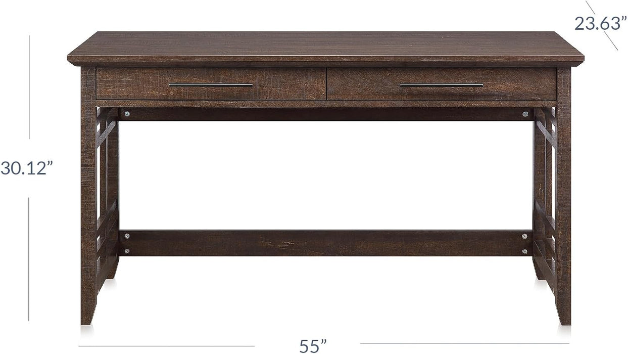Modern Simple Home Office Computer Laptop Writing Desk Wood Study Table Workstation with Drawers - 55 Inch - Norrell (Espresso)