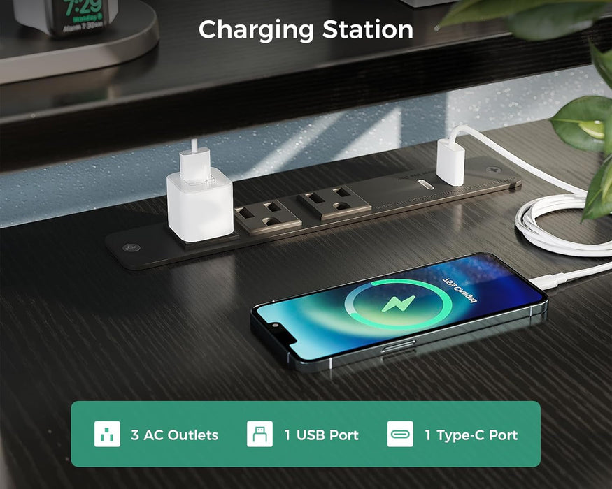 Electric L Shaped Standing Desk with Monitor Stand, 59 Inch Height Adjustable Corner Desk with Power Outlets, Large Sit Stand Table, Reversible Computer Desk for Home, Office, Black