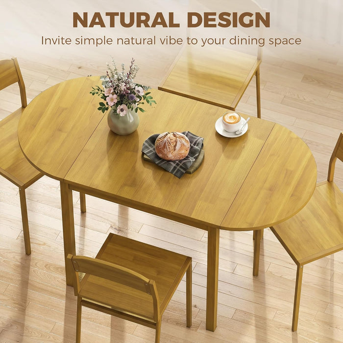 55" Solid Wood Folding Dining Table for 4-6 People, Oak