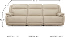Double Deal Modern Leather Match 3-Piece Power Reclining Sofa Sectional with Adjustable Headrest, USB Ports, Storage and Cup Holders, Beige