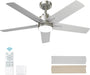 52 Inch Brushed Nickel Ceiling Fan with Light and Remote Control