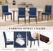 Upholstered Parsons Dining Chairs Set of 2, Modern Dining Room Chairs with Back, Fabric Kitchen Side Chairs with Wood Legs for Dinner Farmhouse Restaurant, Blue