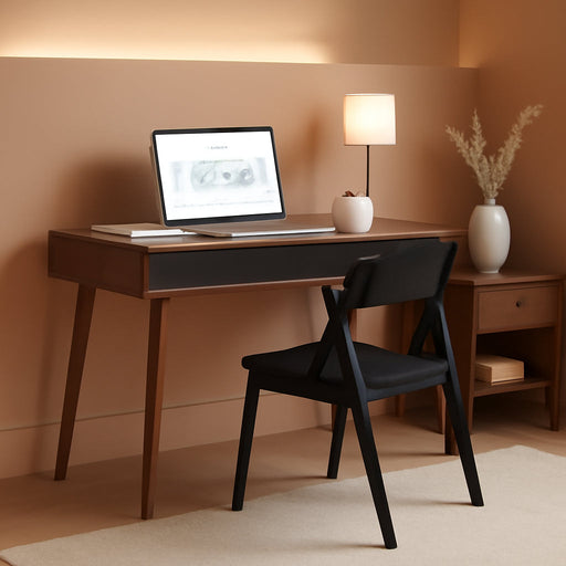 Office Desk Mid Century Modern Desk Writing Desk with Drawer Simple Home Office Desk Mid Century Desk, Walnut