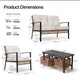 6-Piece Patio Conversation Set, Luxury Oversize Patio Furniture Set with Soft Cushions and Storage Metal Coffee Table, Outdoor Furniture Sets for Backyard, Porch (With 2 Wicker Baskets)