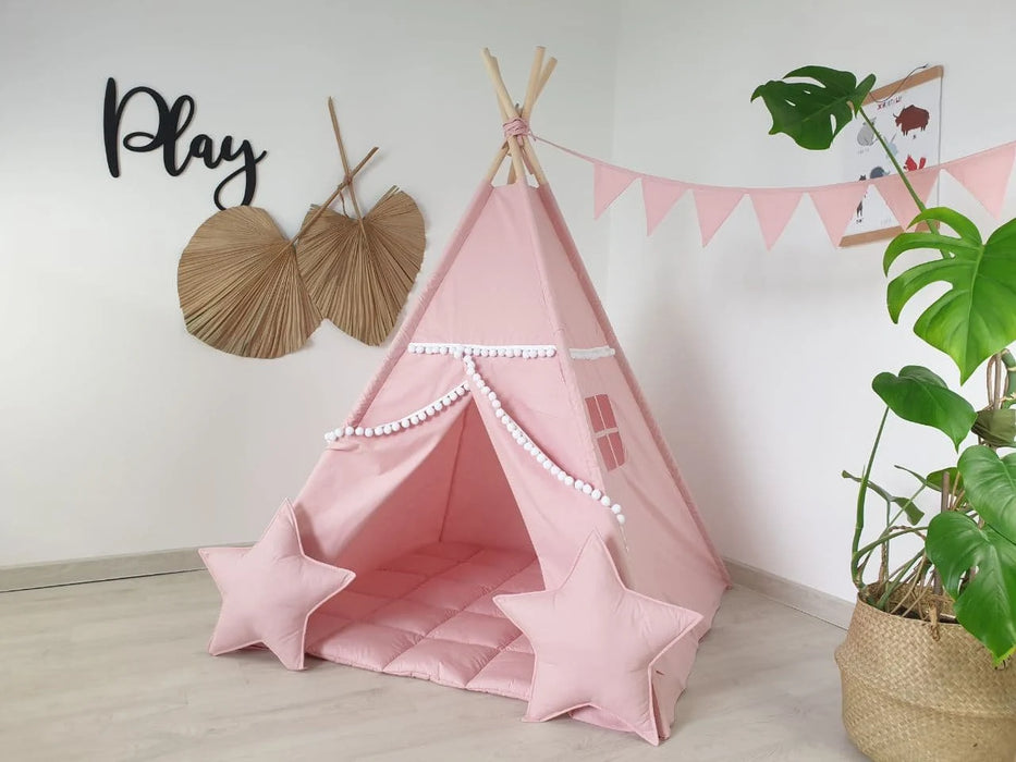 Toddler Teepee Tent Teepee Tent , Playhouse for Kids , Kids Playhouse , Indoor Playzone , Neutral Teepee Print , Pink Baby Girl Style Teepee