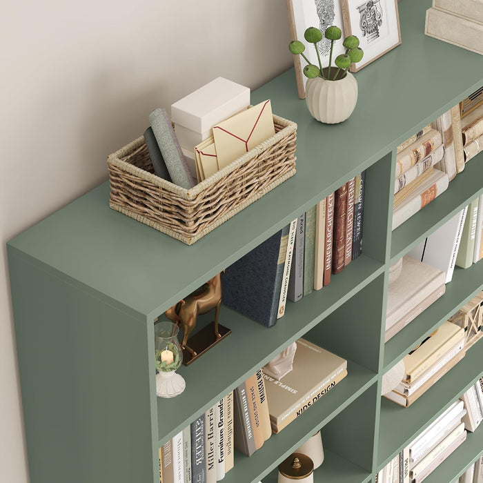 83.7" Tall Bookshelf and Bookcase,7-Tier Double Bookshelves Green