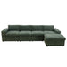 Sectional Sofa, 132" Oversized 4 Seater Couch with Ottoman for Living Room, Corduroy, Green