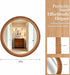 30 Inch round Wall Mirror with Beaded Solid Wood Frame, Decorative Wall Mirror with Tempered Glass, Farmhouse Home Decor for Bathroom, Living Room, Entryway, Yellowish Brown