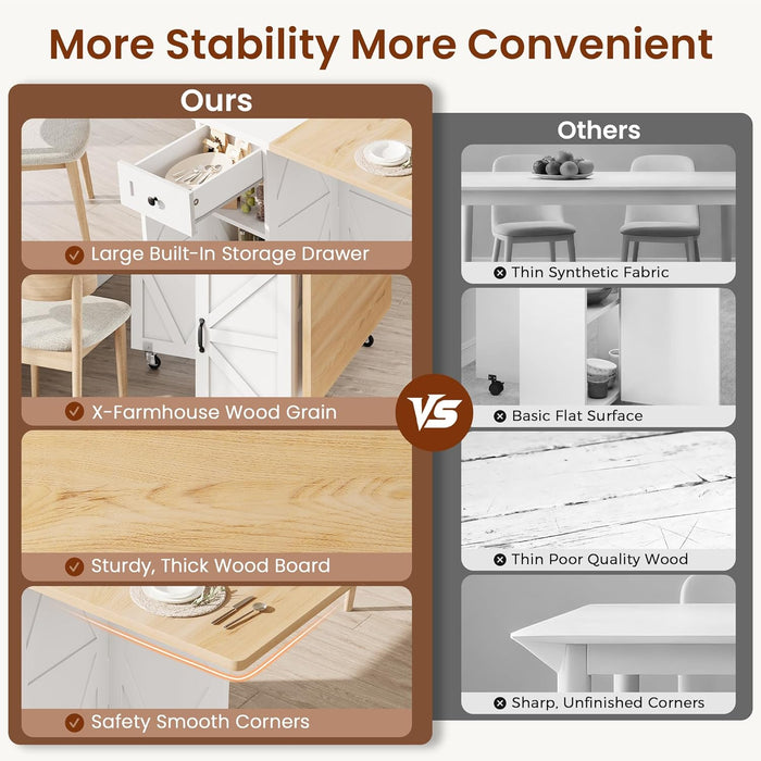 Foldable Dining Table FortySevenInch Wheels Durable