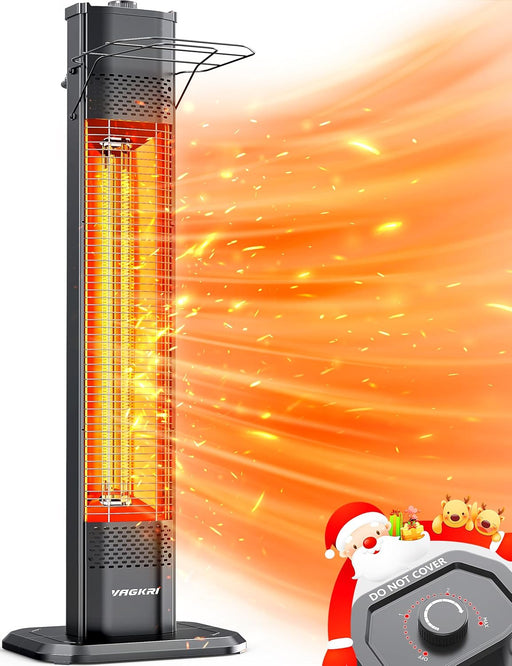 Outdoor Infrared Heater, 1500W 36Inch Electric Heater with 3 Heating Levels, Tip-Over & Overheat Protection, IPX5 Waterproof Tower Space Heater for Patio Backyard Garage Restaurant Home