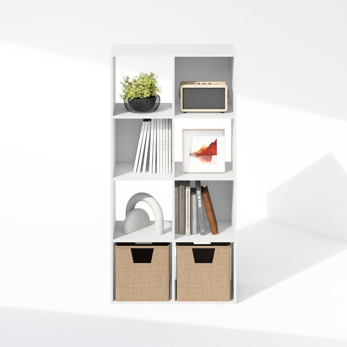 White Eight Cube Contemporary Horizontal Bookcase Storage
