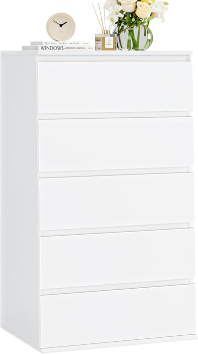 White 5-Drawer Dresser with Large Space