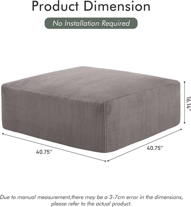 40" Square Stuffed Ottoman Pouf for Sofa Couch, Corduroy Poufs with Foam Chunk Filling, Furry & Fluffy Foot Stool Movable Ottoman. 40 * 40 Floor Poufs Foot Rest for Living Room, Grey