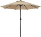 9FT Solar Powered Patio Umbrella - UV Protection Market Table Umbrella W/ 32 LED Lights & Push Button Tilt & Crank Lift System for Garden/Lawn/Deck/Backyard/Pool,Tan