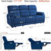 87.2'' Wall Hugger Power Recliner Sofa with Drop down Table, Reclining Sofa with Adjustable Headrest, USB Charge Ports, Reading Lamp, for Living Room, Rvs, Fabric, ST258M3 (3-Seater, Navy Blue) | Zero Wall Hugger