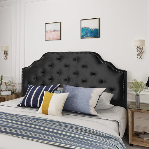 Silas Velvet Headboard, Queen / Full, Black / Black