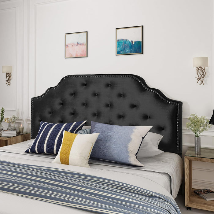 Silas Velvet Headboard, Queen / Full, Black / Black