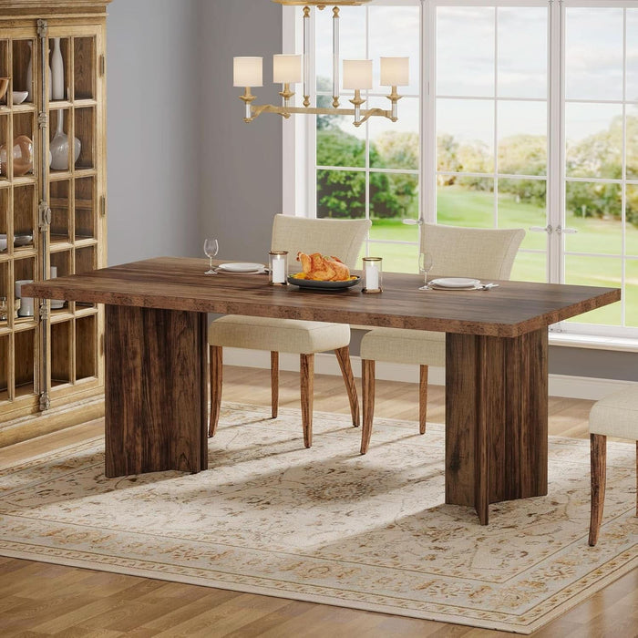 Farmhouse Dining Table for 4 to 6 People, 63-Inch Rectangle Wooden Kitchen Table with Large Tabletop and Heavy Duty Legs for Dining Room,Kitchen, Vintage Brown