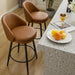 Counter Height Bar Stools Set of 2, 26 Inch Swivel Barstools with Back and Metal Legs for Kitchen Counter, Modern Upholstered Stools Island Chairs, Brown PU Leather