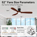 52” Smart Low Profile Ceiling Fans with Lights Remote,3 Wood Blade,Quiet DC Motor,Outdoor Indoor Flush Mount Ceiling Fan,Voice Control via WIFI Alexa App,Modern Lighting& Ceiling Fan for Bedroom Patio