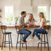 Bar Stools, Bar Stools Set of 3 with PU Upholstered, Bar Chairs with Footrest and Back, 26" Barstools for Kitchen Sland, Dining Room, Easy to Assemble, Rustic Brown and Black BF31BYP301G2