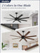 65 Inch Ceiling Fans No Light with Remote, Black Indoor/Outdoor Ceiling Fan without Light with Quiet Reversible DC Motor, 6 Speeds, 8 Blades Large Ceiling Fan for Living Room Bedroom Patio