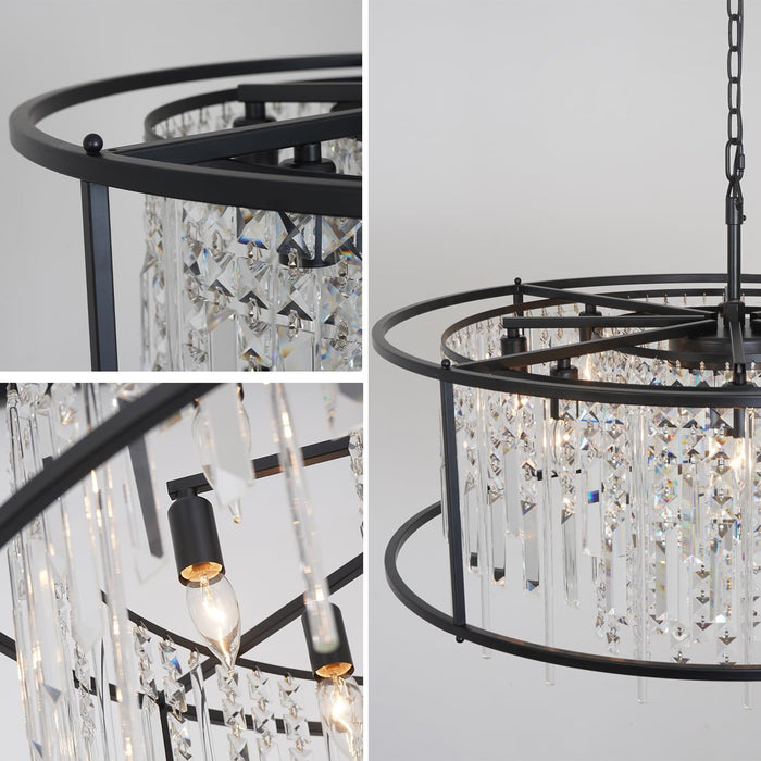 Black Modern Chandelier 23.6 Inch Dimmable Farmhouse