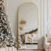 Arched Full Length Mirror, 56"X15" Gold Metal Frame Floor Mirror for Bedroom Living Room, Freestanding/Wall Mount/Leaning